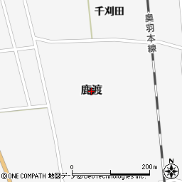 秋田県三種町（山本郡）鹿渡周辺の地図