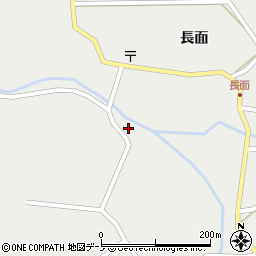 秋田県三種町（山本郡）下岩川（長面川向）周辺の地図