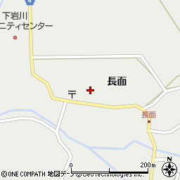 秋田県三種町（山本郡）下岩川（長面）周辺の地図