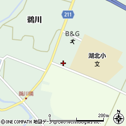 秋田県三種町（山本郡）鵜川（上谷地）周辺の地図