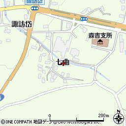 秋田県北秋田市米内沢七曲周辺の地図