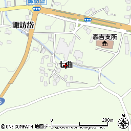 秋田県北秋田市米内沢（七曲）周辺の地図