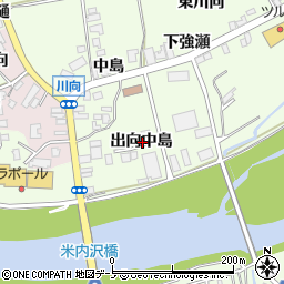 秋田県北秋田市米内沢出向中島周辺の地図