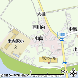 秋田県北秋田市本城中島周辺の地図