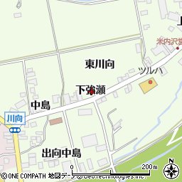 秋田県北秋田市米内沢下強瀬周辺の地図