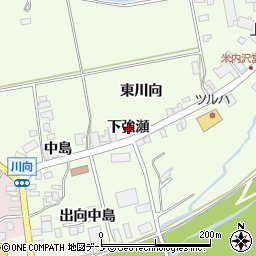 秋田県北秋田市米内沢（下強瀬）周辺の地図