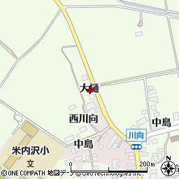秋田県北秋田市米内沢大樋周辺の地図