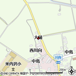 秋田県北秋田市米内沢（大樋）周辺の地図