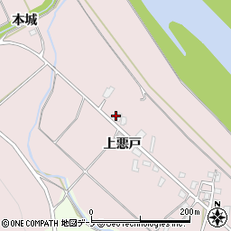 秋田県北秋田市本城上悪戸118周辺の地図