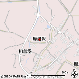 秋田県北秋田市本城摩当沢周辺の地図