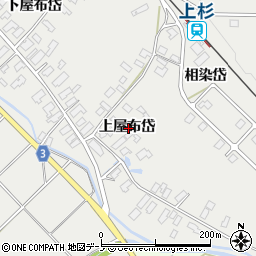 秋田県北秋田市上杉上屋布岱周辺の地図