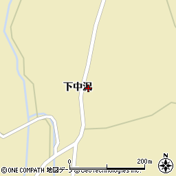 秋田県能代市中沢（下中沢）周辺の地図
