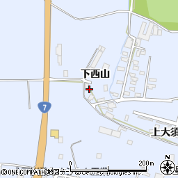 秋田県能代市河戸川下西山周辺の地図
