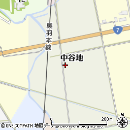 秋田県能代市中谷地周辺の地図