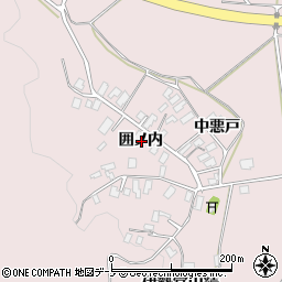 秋田県北秋田市中屋敷囲ノ内周辺の地図
