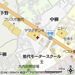 秋田県能代市中柳周辺の地図