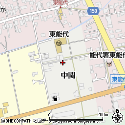 秋田県能代市中関周辺の地図
