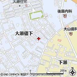 秋田県能代市大瀬儘下周辺の地図