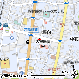 秋田県鹿角市花輪堰向周辺の地図