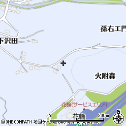 秋田県鹿角市花輪火附森周辺の地図