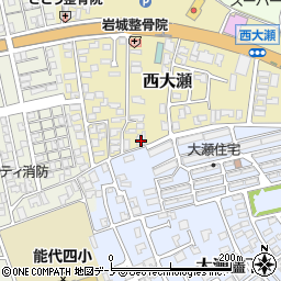 秋田県能代市西大瀬14-2周辺の地図