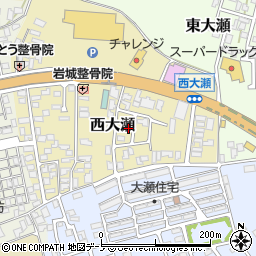 秋田県能代市西大瀬22-14周辺の地図