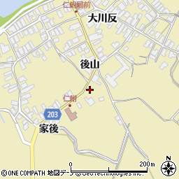 秋田県能代市二ツ井町仁鮒後山108周辺の地図