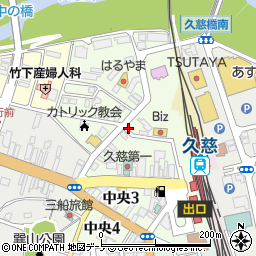 岩手県久慈市中央周辺の地図