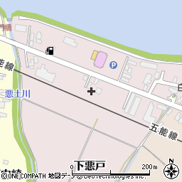 秋田県能代市下悪戸周辺の地図