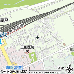 秋田県能代市鰄渕下悪戸周辺の地図