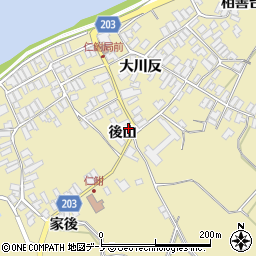 秋田県能代市二ツ井町仁鮒後山43周辺の地図