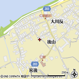 秋田県能代市二ツ井町仁鮒後山105周辺の地図