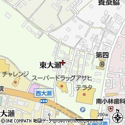 秋田県能代市東大瀬周辺の地図