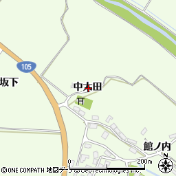 秋田県北秋田市小森中太田周辺の地図