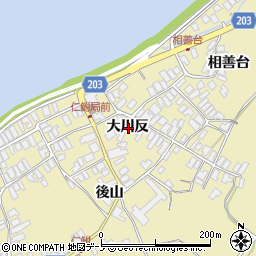 秋田県能代市二ツ井町仁鮒大川反周辺の地図
