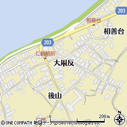 秋田県能代市二ツ井町仁鮒（大川反）周辺の地図