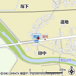 秋田県能代市扇田道地周辺の地図
