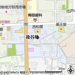 秋田県能代市後谷地周辺の地図