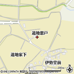 秋田県能代市扇田道地悪戸周辺の地図