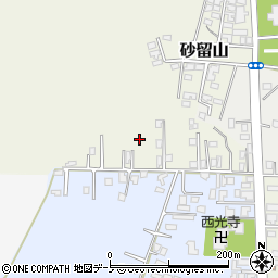 秋田県能代市砂留山周辺の地図