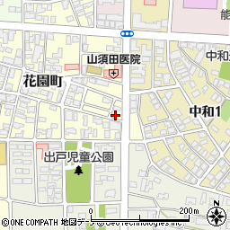 秋田県能代市花園町19-6周辺の地図