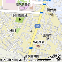 秋田県能代市中和周辺の地図
