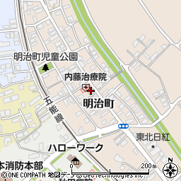 秋田県能代市明治町周辺の地図