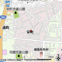 秋田県能代市栄町周辺の地図
