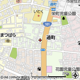 秋田県能代市通町周辺の地図