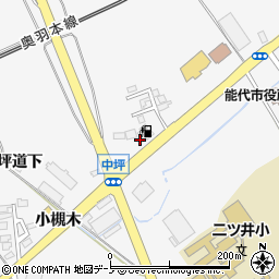秋田県能代市二ツ井町（道上中坪）周辺の地図