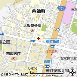 秋田県能代市西通町9周辺の地図