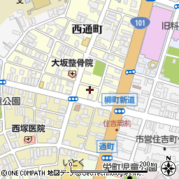 秋田県能代市西通町9-14周辺の地図