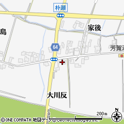 秋田県能代市朴瀬大川反周辺の地図