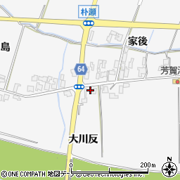 秋田県能代市朴瀬（大川反）周辺の地図